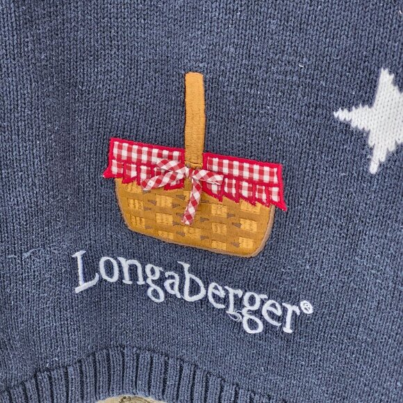 Vintage Longaberger Basket Knit Sweater Women Size XL American Flag Belle Pointe - Picture 2 of 6